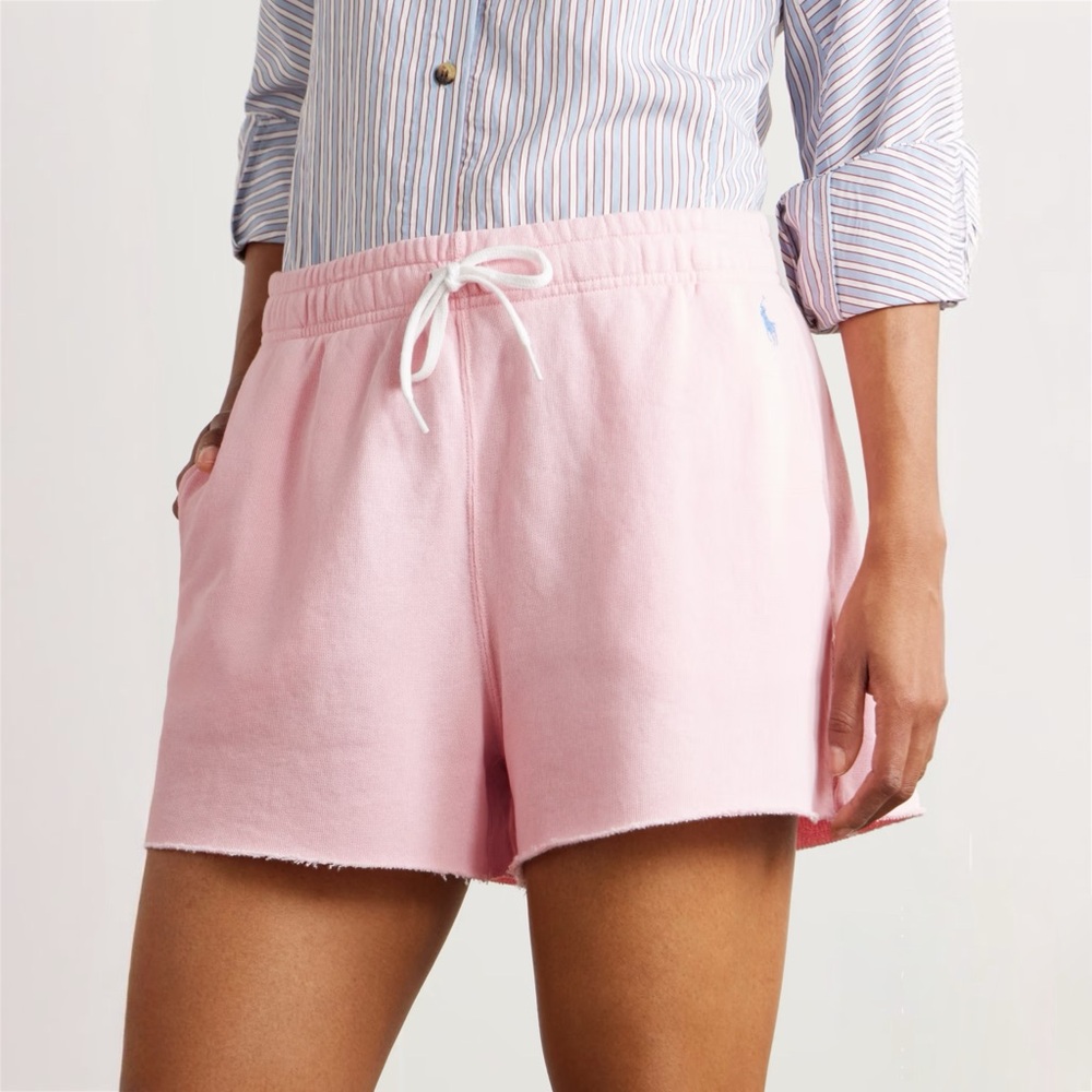POLO RALPH LAUREN Embroidered cotton-blend jersey shorts
Color: Pink